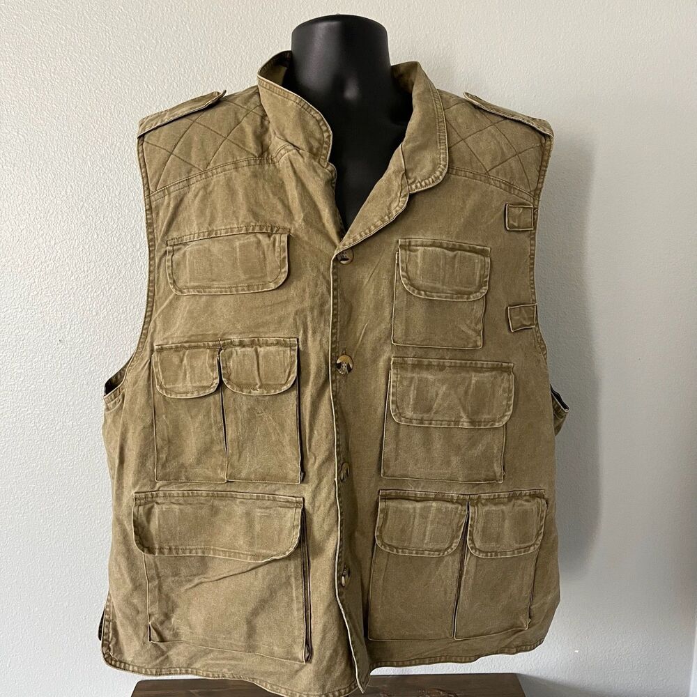 Vintage Trail Designs Men X-Large Vest TV 727 Khaki Hunting Outdoor Sleeveless